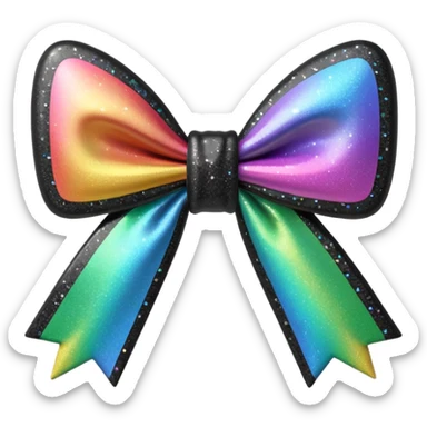 masterpiece,8000x8000px, 8k quailty, no background. 3D rendering, isolated bow in black holographic glitter with a slight rainbow glitter effect cartoon 3D emoji concept render, close-up, facing forward, matte finish, 3D emoji render, app icon, new iOS 18.4 style, glossy sticker