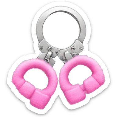 Fuzzy pink handcuffs  sticker