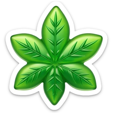 generate an emoji-style image of a gusher gummy shaped like a marijuana flower sticker