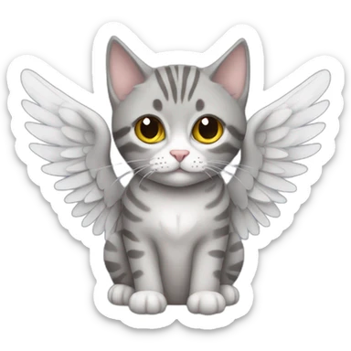 Grey tabby cat with angel wings sticker