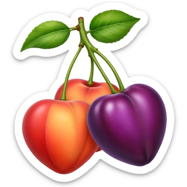 Cherries, peach and eggplant emoji sticker