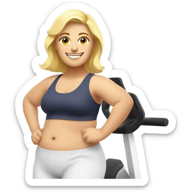 overweight blondie woman happy working out sticker