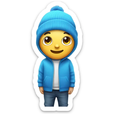blue round squishy character with a blue beanie sticker