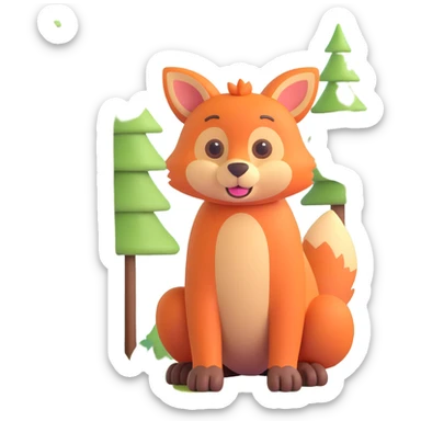 3D emoji of a furry animal in a forest setting sticker