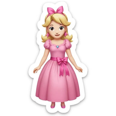 Princess peach full body with a pink ribbon tied to her hair sticker