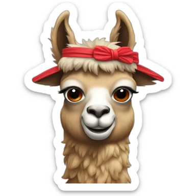 llama rambo with a red headband sticker