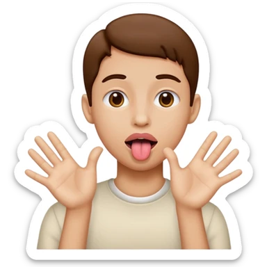 face with tongue out with hands to the side  sticker