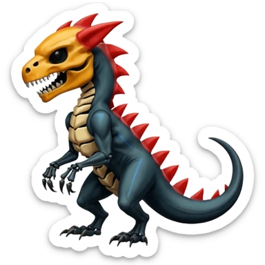Oily smooth glossy evil sharp edgy badass skeleta skull-face skull-masked skull-headed l Charmeleon-Zeraora-Salandit-fusion, full body sticker