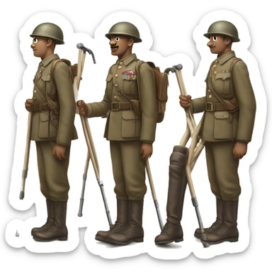 disabled ww1 soldie with amputation on crutches sticker