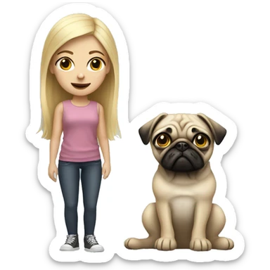 Blonde girl with a pug sticker