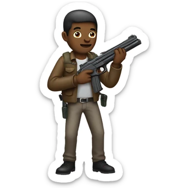 Man holding toy gun sticker