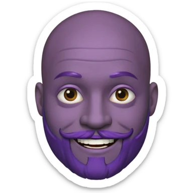 bald purple bearded man with black face tattoo sticker