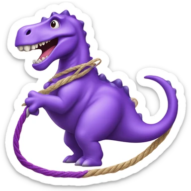 purple dinosaur trying to lasso a unicorn with buck teeth sticker