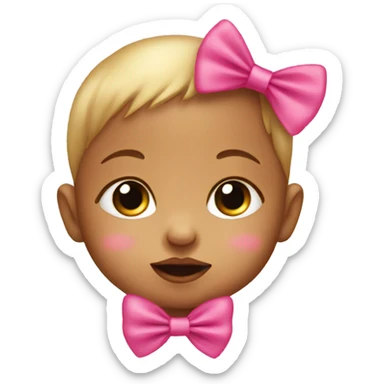 A baby with a pink bow with a gold pacifier  sticker