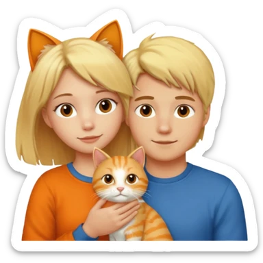 blond-hair-girl-and-blond-hair-man-and-orange-cat sticker