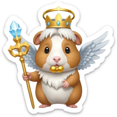a guinea pig with angel wings and a scepter sticker