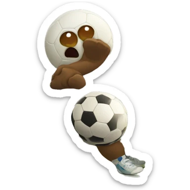 Mountain with eyes nose and ears playing football  sticker