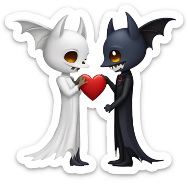 A bat and vampire kissing sticker