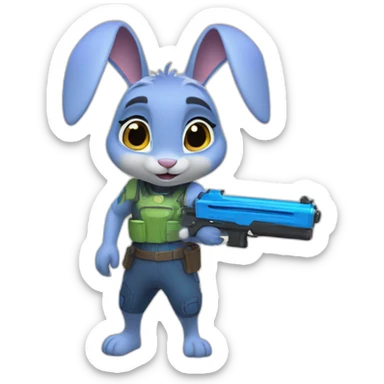 judy hopps holding a watergun sticker