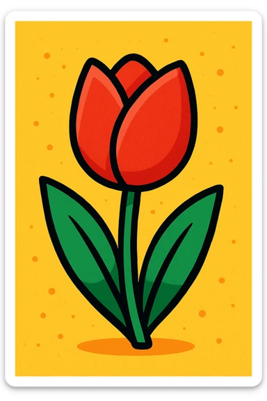 tulip, vibrant cartoon style sticker