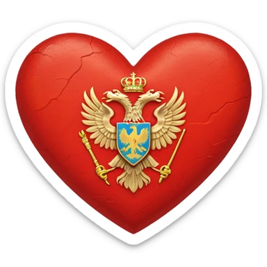 heart shape with Montenegro flag design, bold and clear, no text, emoji style sticker