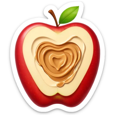 sliced apple with peanutbutter sticker