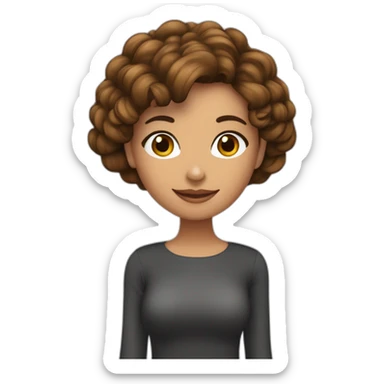 chica con cabello color castaño, cabello rizado, piel clara, con una cámara profesional en las manos sticker