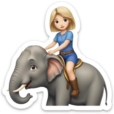 dirty blonde hair girl riding elephant sticker