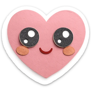 adorable chibi pink heart with large sparkling eyes, soft pastel colors, no arms or legs, full body sticker