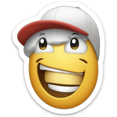 big smile with a baseball cap sticker