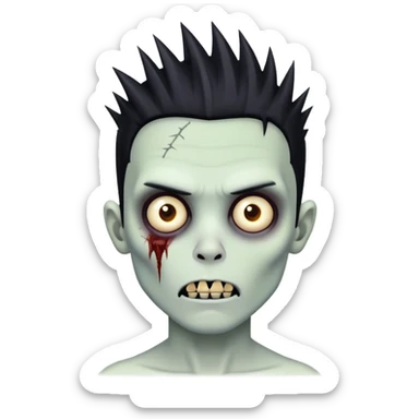 zombie boy with spikey black hair sticker