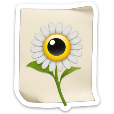 sheet of paper and flower with eyes sticker