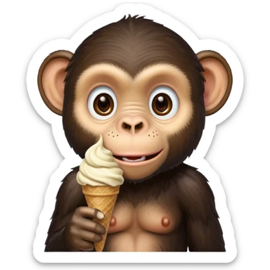 Chimpanzee with icecream cone  sticker
