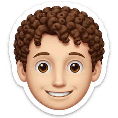 Create an emoji of YouTuber DavidMC's face - he has hair with short sides but a curly top, it is brown. It is not super curly and he has white skin sticker