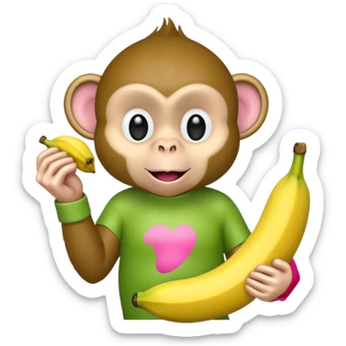 Banana Monkey Green Pink Yellow sticker