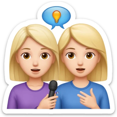 two girls practice speaking sticker