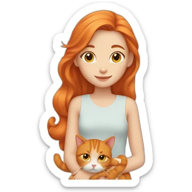 Girl with two ginger cats sticker