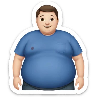 obese 20 year old brunette white male with large belly showing sticker