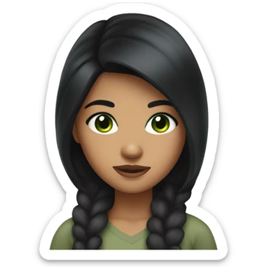 girl with black hair olive skin and green eyes sticker