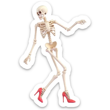 fashionable skeleton in high heels striking a pose sticker