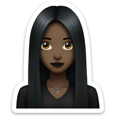 goth girl with long black hair sticker