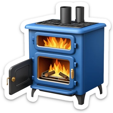 blue wood burning stove sticker