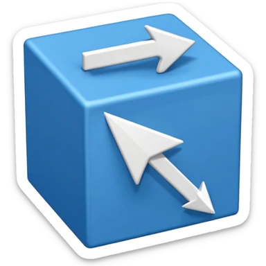 create an emoji with a tilted blue box with a white arrow in it make sure its kinda small 2d sticker