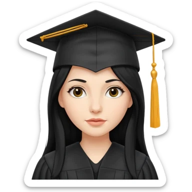 white woman graduate with long black hair sticker