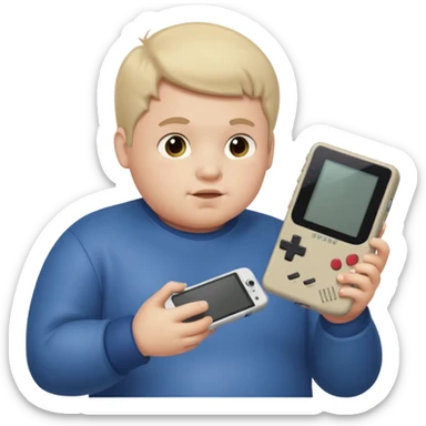 fat boy playing game boy sticker