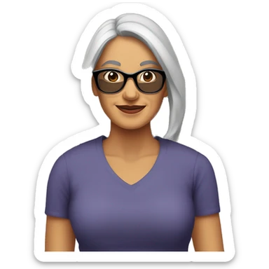 Mujer de 50 años morena con gafas en la catedral de leon sticker