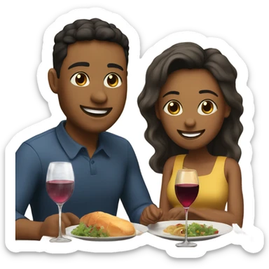 Young couple having dinner with wine at the table sticker