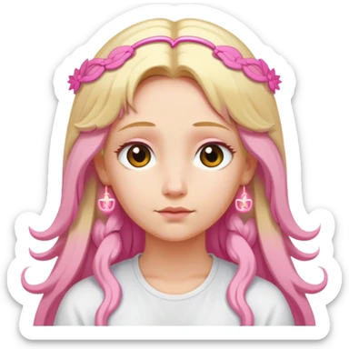 Blonde woman angel with long hair meditating with pink hair clips sticker