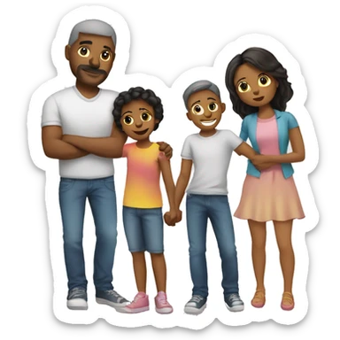mother father daughter son mix family sticker