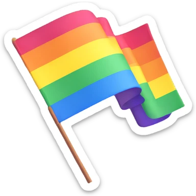 3D emoji style pride flag waving with bright colors sticker